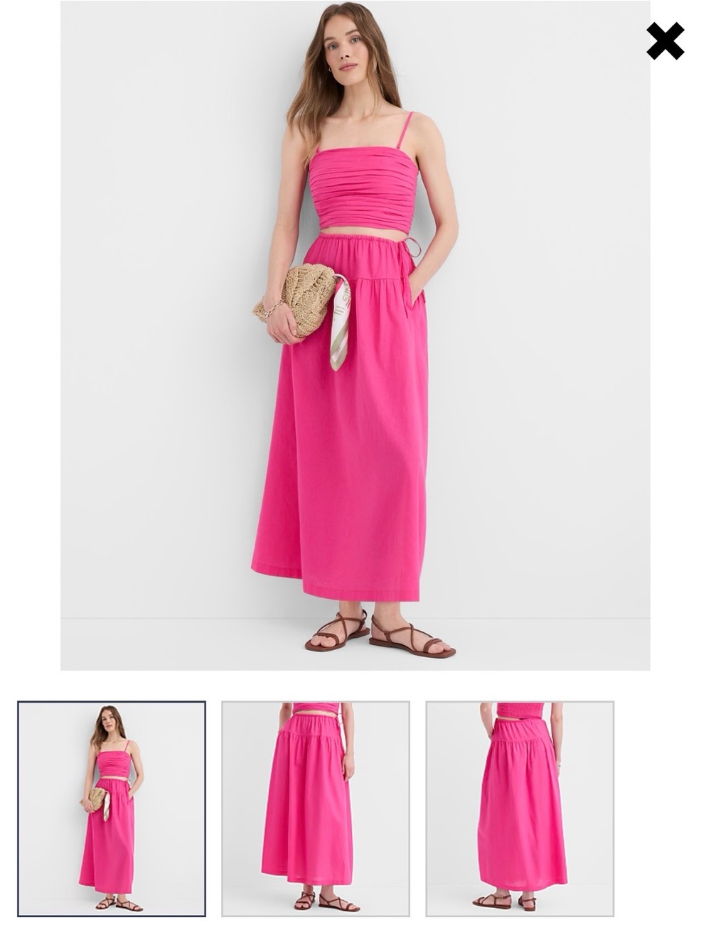 LOFT Coral-Pink Casual Drawstring Maxi Skirt